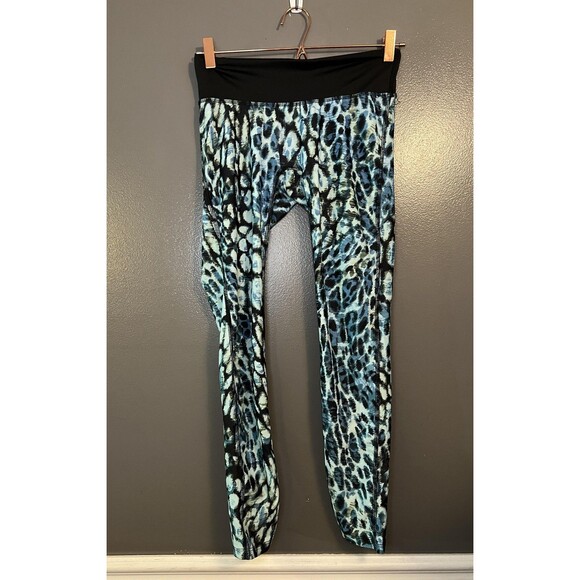 PRISMSPORT Pants Womens Small Blue Black Animal Print Leggings High Rise Yoga - Picture 1 of 8